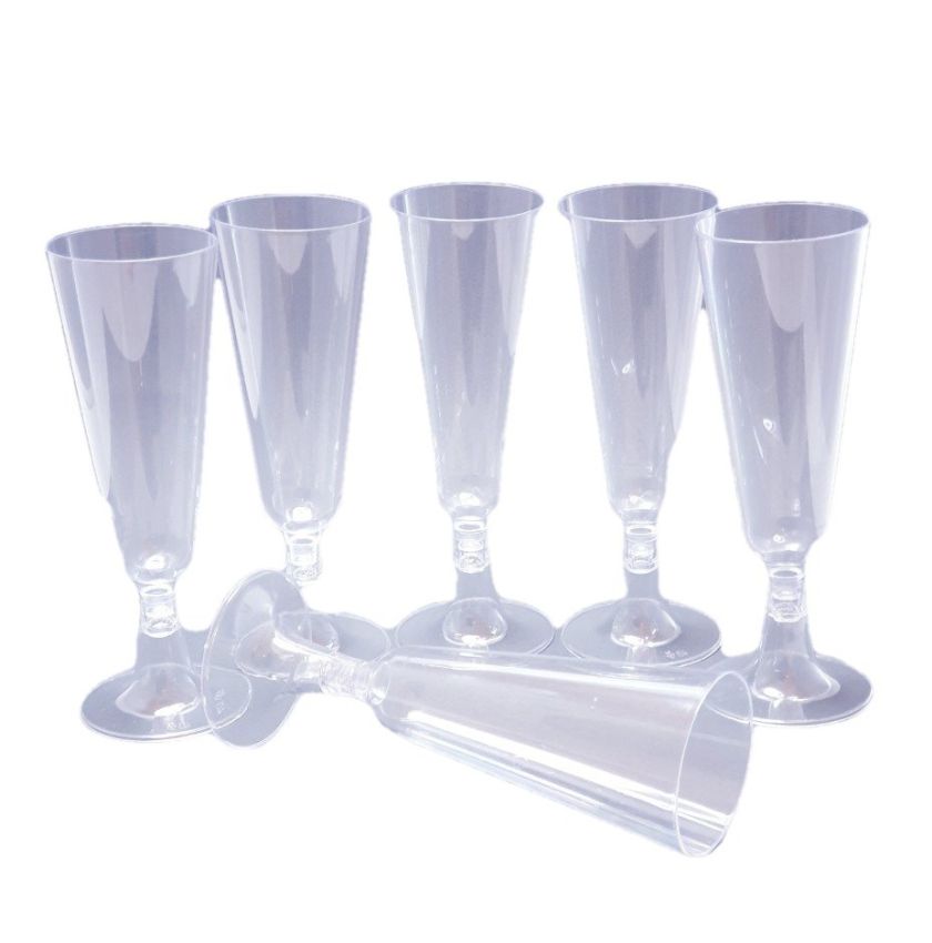 Чаша за шампанско - пластмасова - прозрачна - 150 мл. - 6 бр.