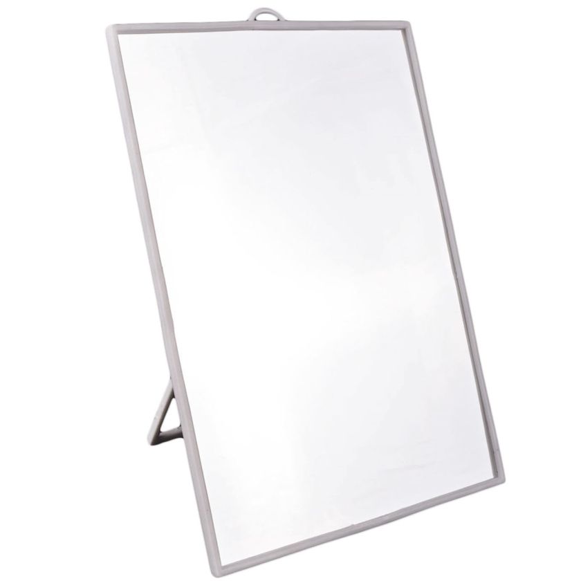 Огледало със стойка - правоъгълно - бяло - 24 х 18 см.