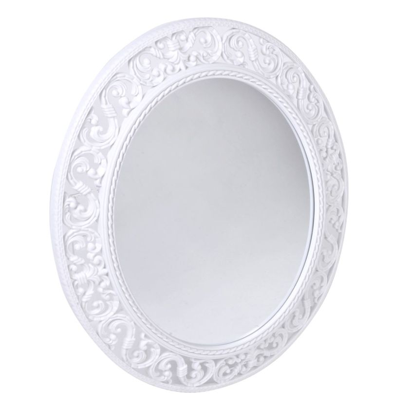 Стенно огледало - овално - бяло - 34 х 40 см.