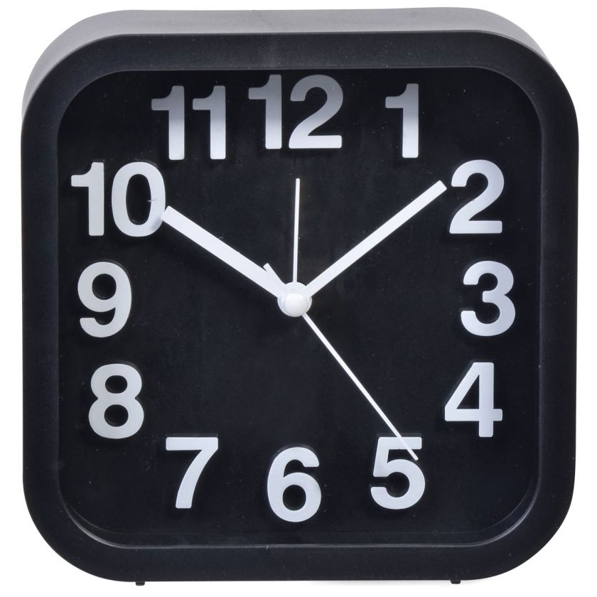Часовник - будилник - квадратен - черен - 13 х 13 см.