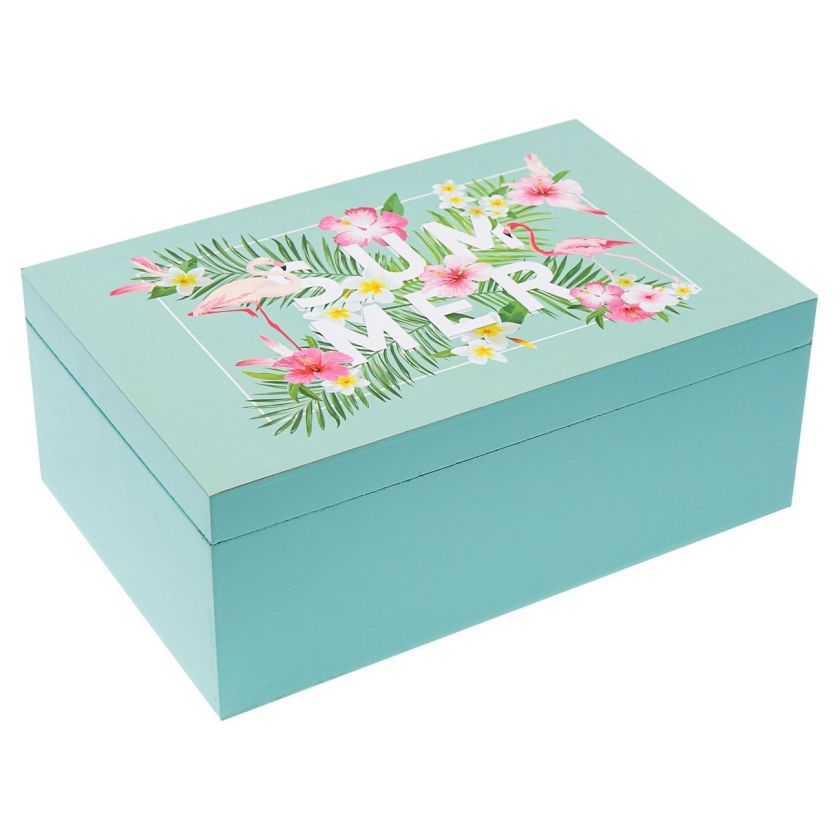 Декоративна кутия за съхранение - резедава - фламинго - 26 х 17 см.
