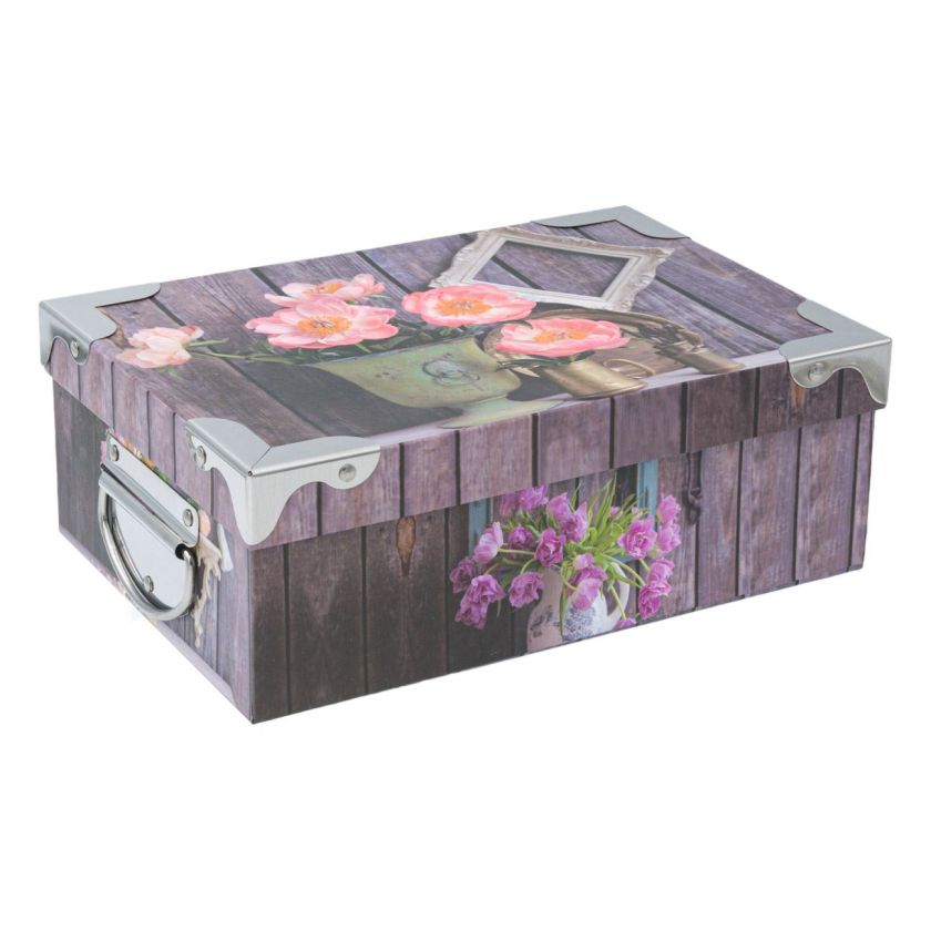 Подаръчна кутия - картонена - цветя - 25 х 17 х 9 см.