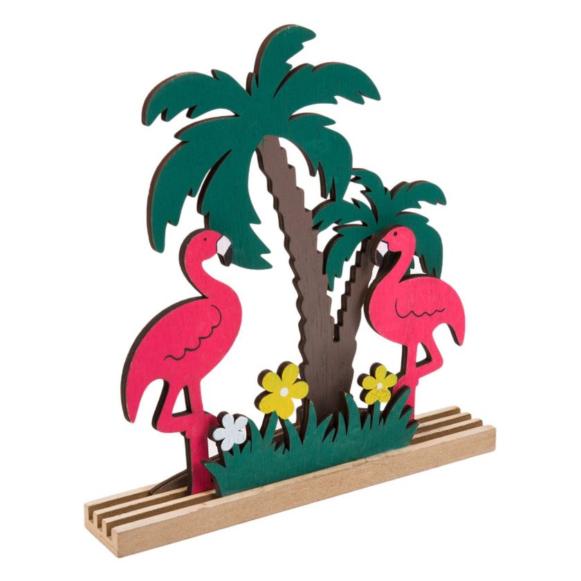 Настолна декорация - палми и фламинго - 21 х 22 см.