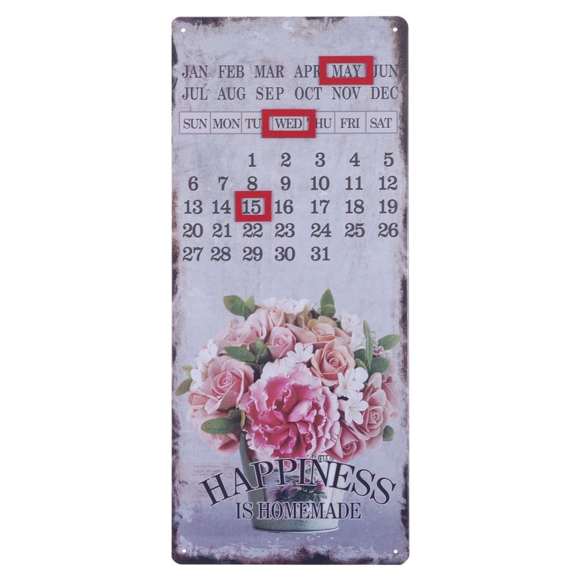 Декоративна табела - календар - цветя - 46 х 20 см.