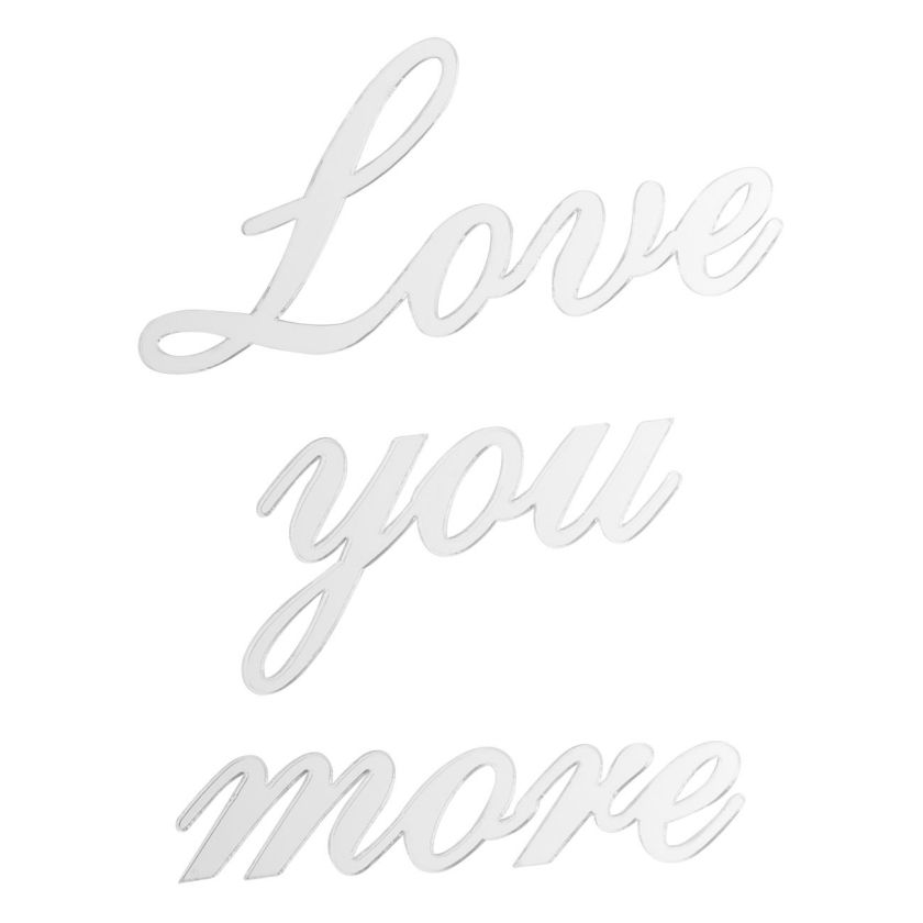 Огледален стикер за стена - Love you more - 3 части