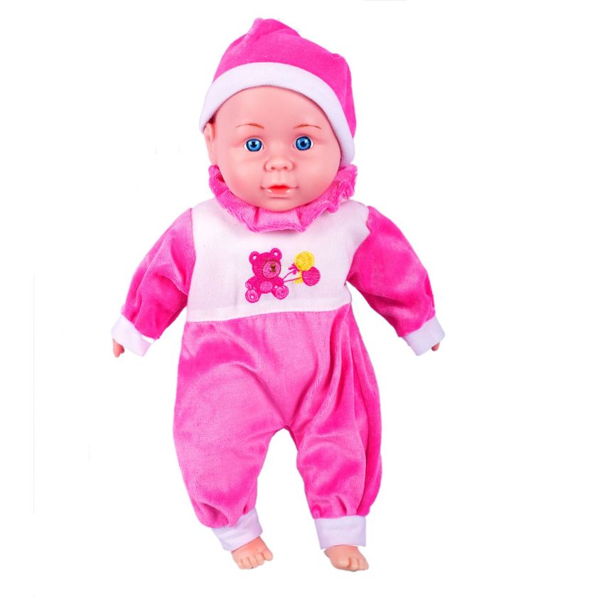 Кукла бебе - с цикламен гащеризон - 35 см.