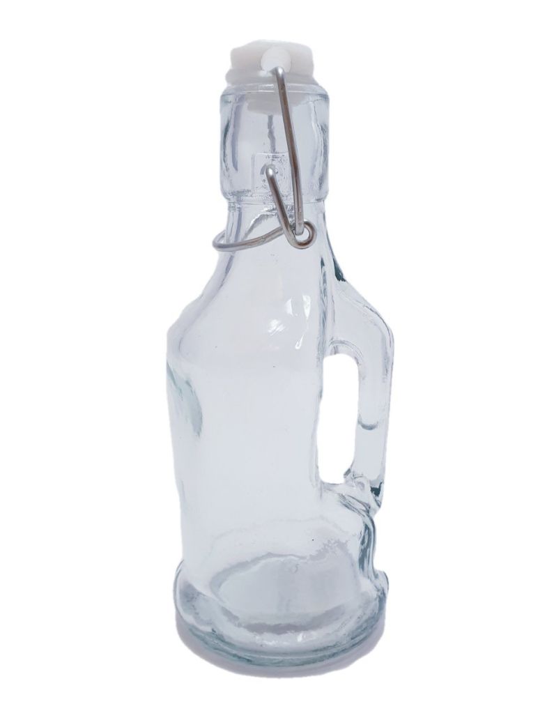 Стъклена бутилка - мини дамаджана - подвижна запушалка - 200 мл.