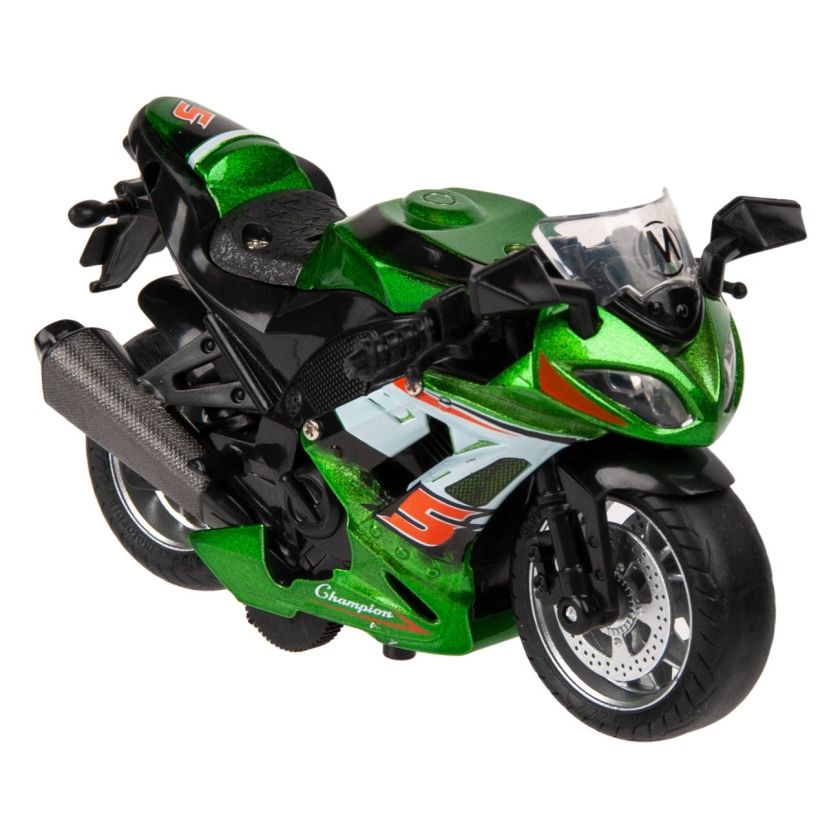 Състезателен мотоциклет - зелен - със звук и светлини