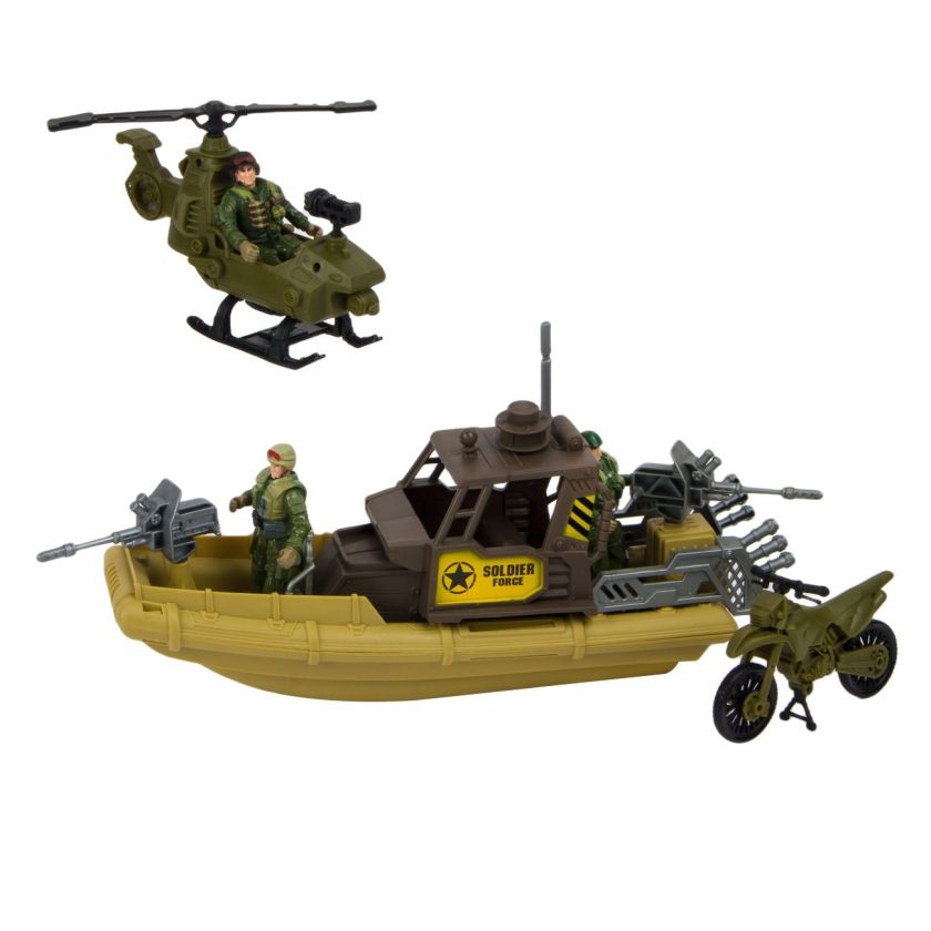 Военен кораб с хеликоптер и войници