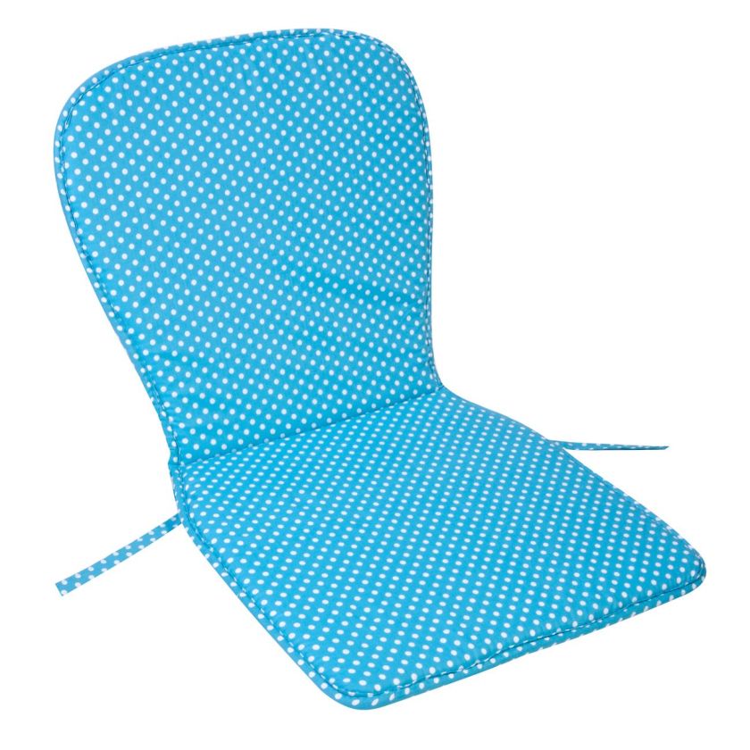 Възглавница за стол - с облегалка - синя - точки - 42 х 78 см.