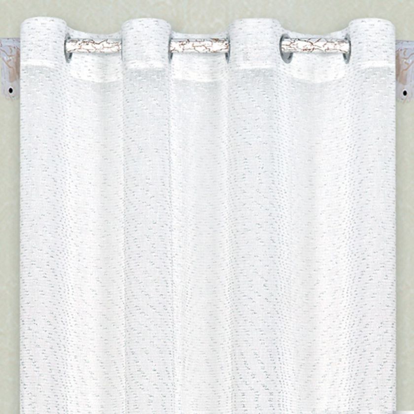 Завеса - бяла - сребърни нишки - 140 х 250 см.