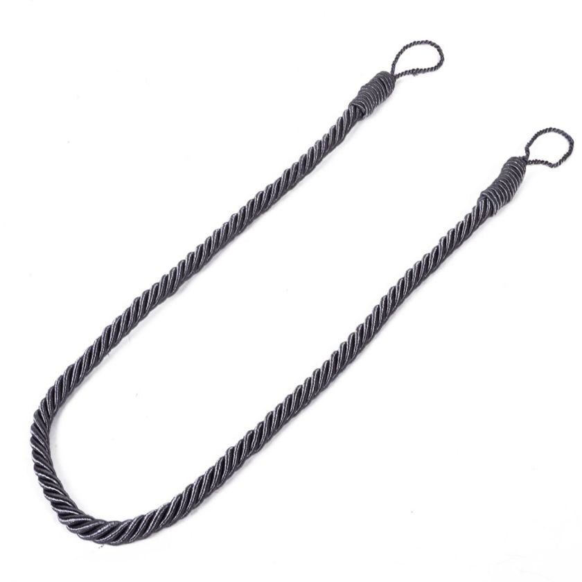 Декоративно въже за завеси - усукано - графит - 74 см.