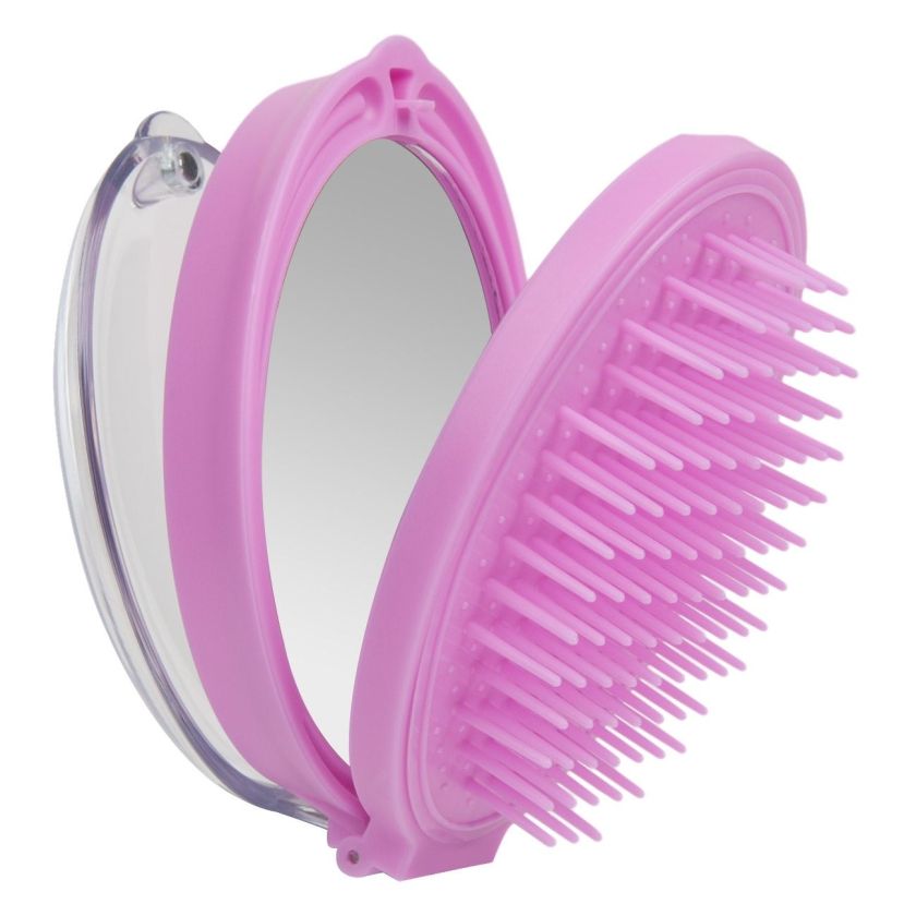 Четка за коса - с огледало - розова