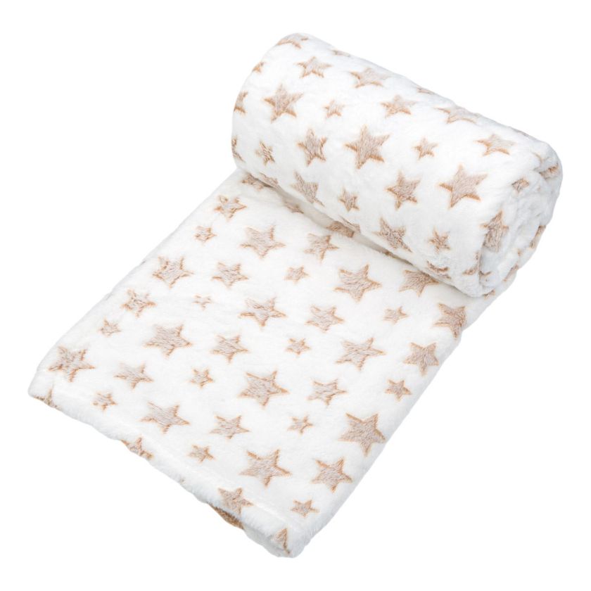 Покривка за бебешко легло - бяла - звезди - 70 х 100 см.
