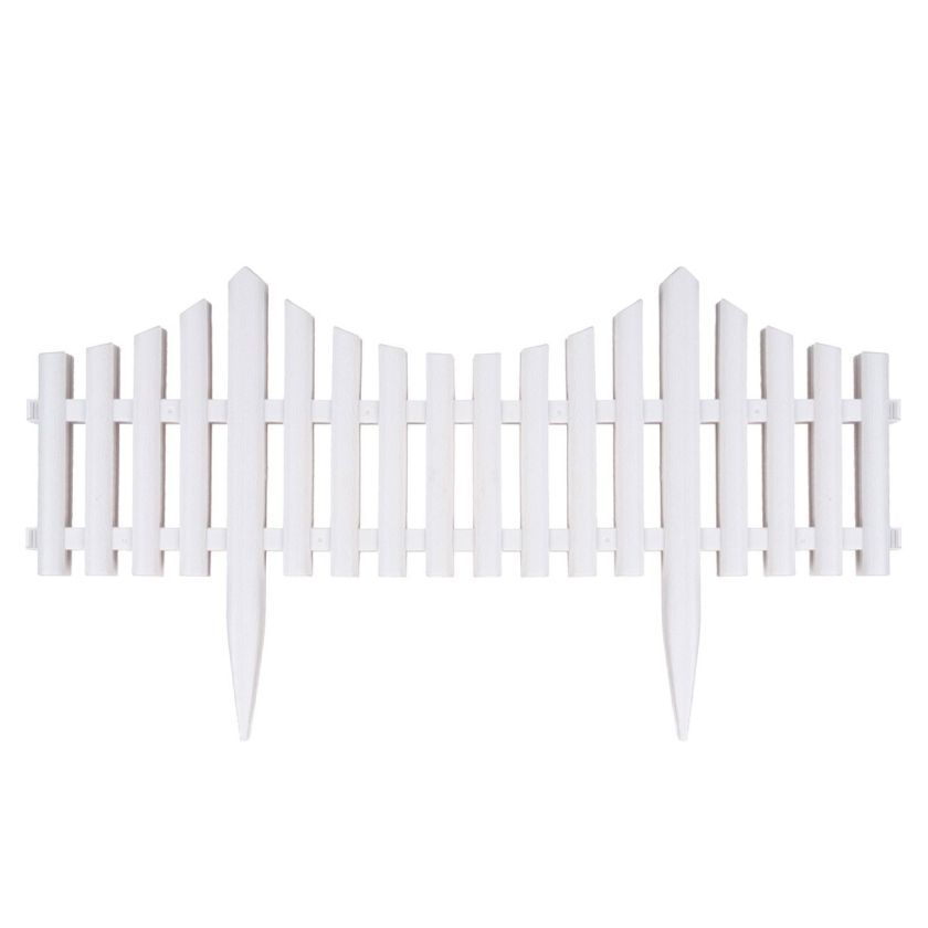 Градинска ограда - бяла - пластмасова - 60 х 32 см. - 4 части