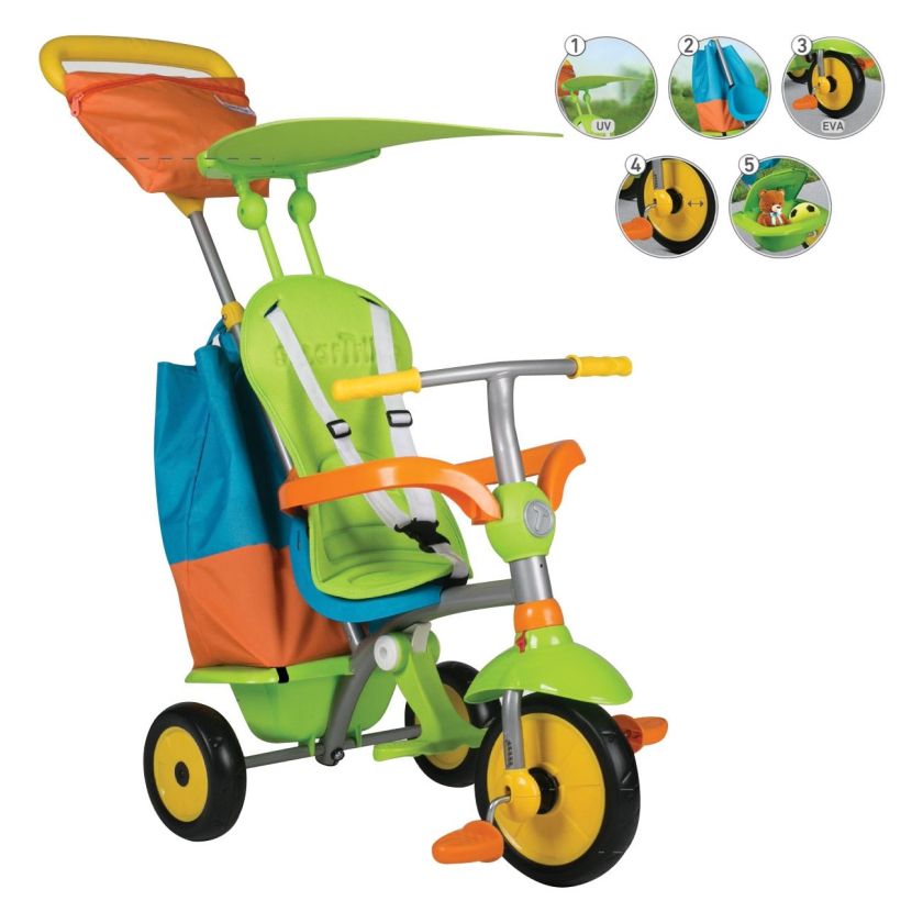 Детски велосипед - триколка - зелен - със сенник