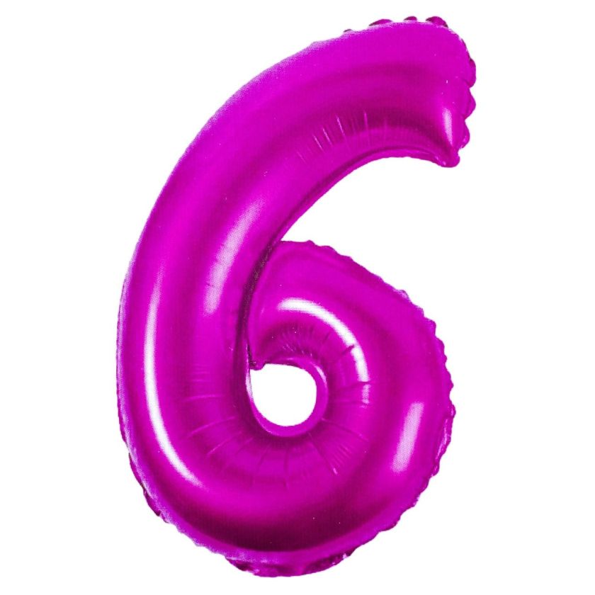 Парти балон - цикламен - цифра 6 - 48 х 26 см.