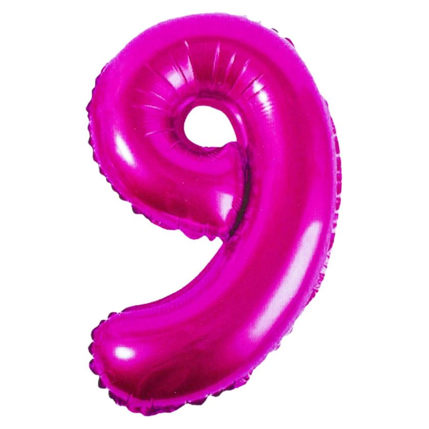 Парти балон - цикламен - цифра 9 - 30 х 12 см.