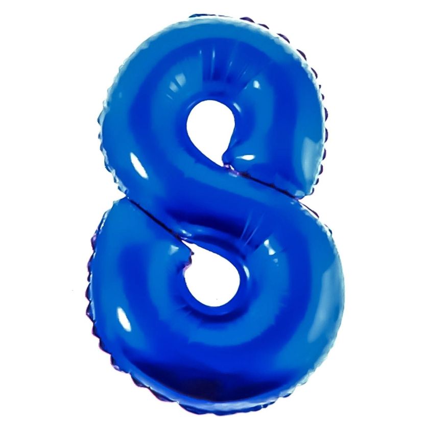 Парти балон - син - цифра 8 - 53 х 76 см.