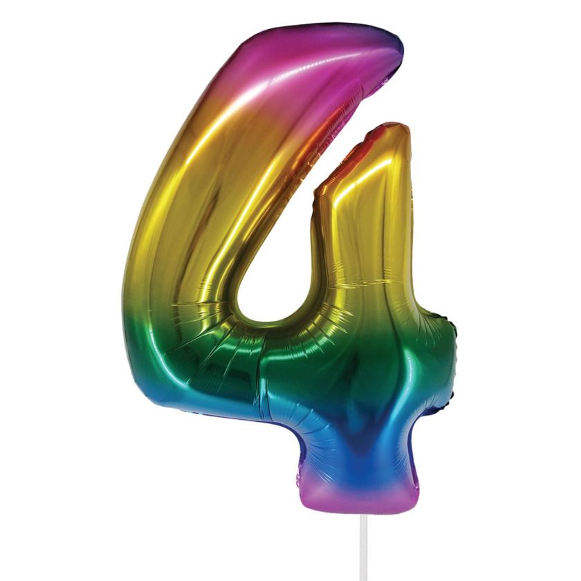 Парти балон - цветен - цифра 4 - 85 х 110 см.