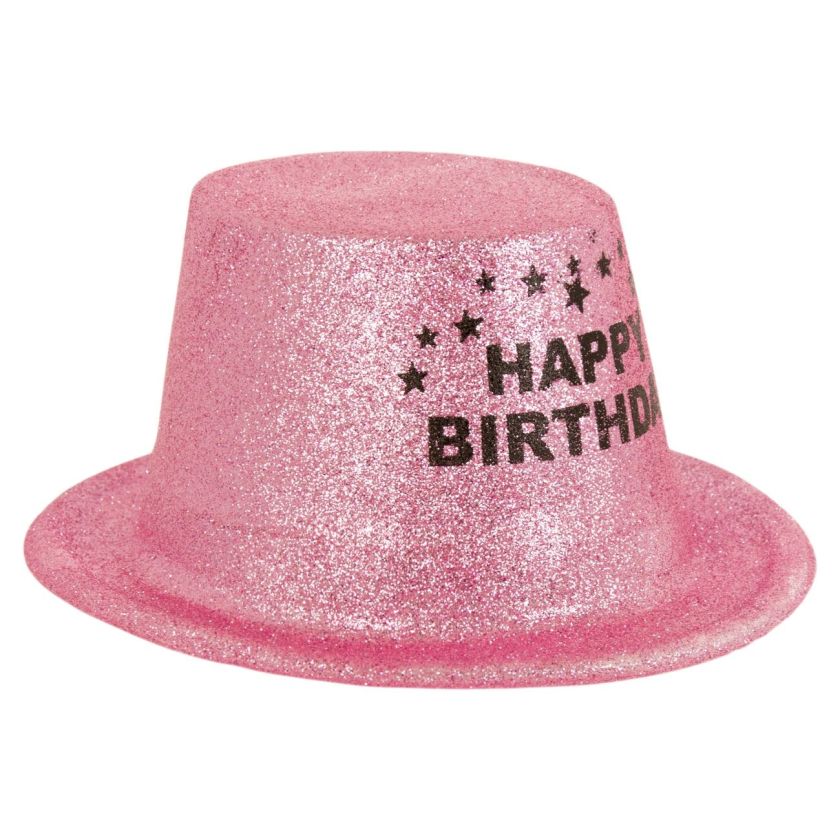 Парти шапка - розова - бомбе - Happy Birthday