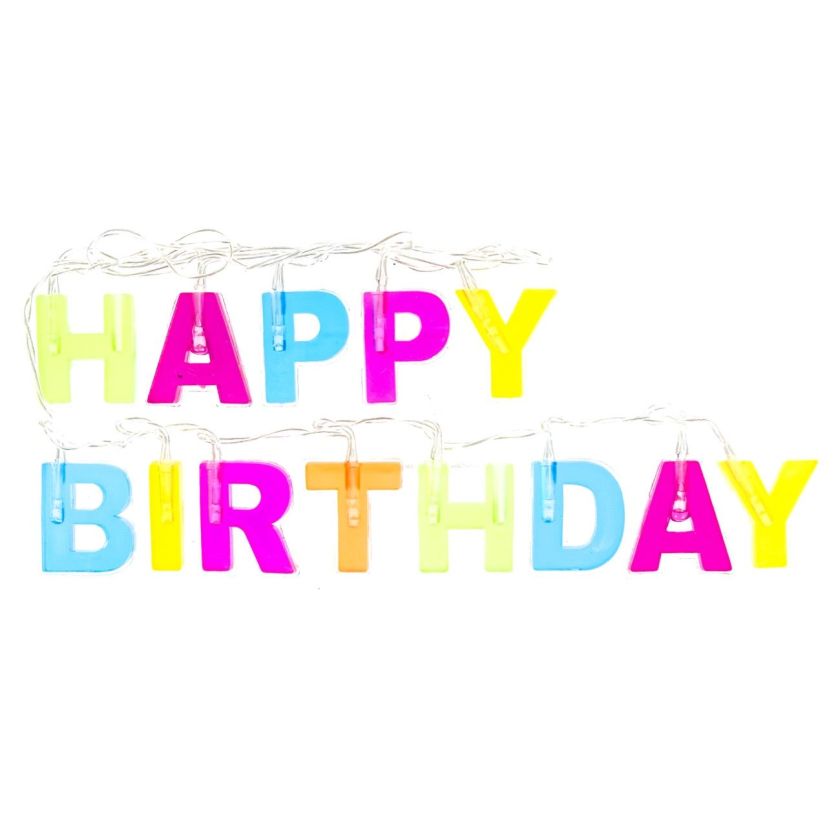 Парти гирлянд - светещи букви - Happy Birthday - 122 см.