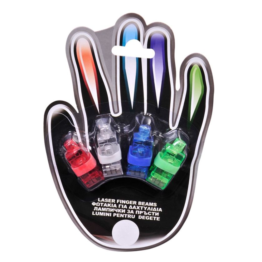 Карнавален аксесоар - цветни LED лампички за пръсти - 4 броя