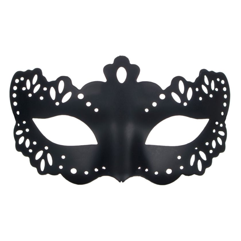 Карнавална маска - домино - черна - дантелена