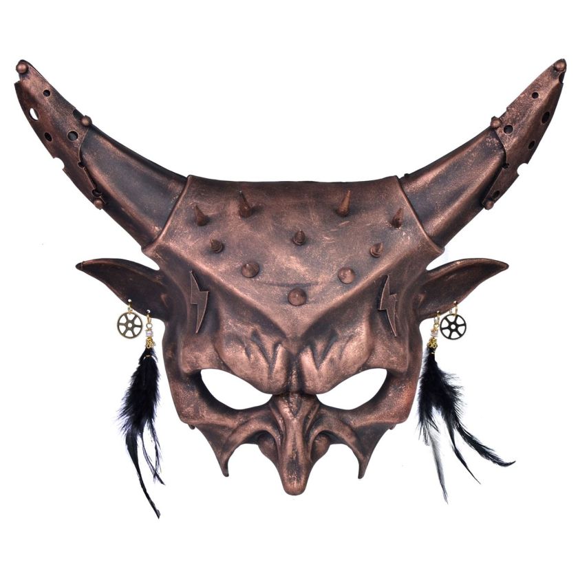Карнавална маска - бронзова - рога