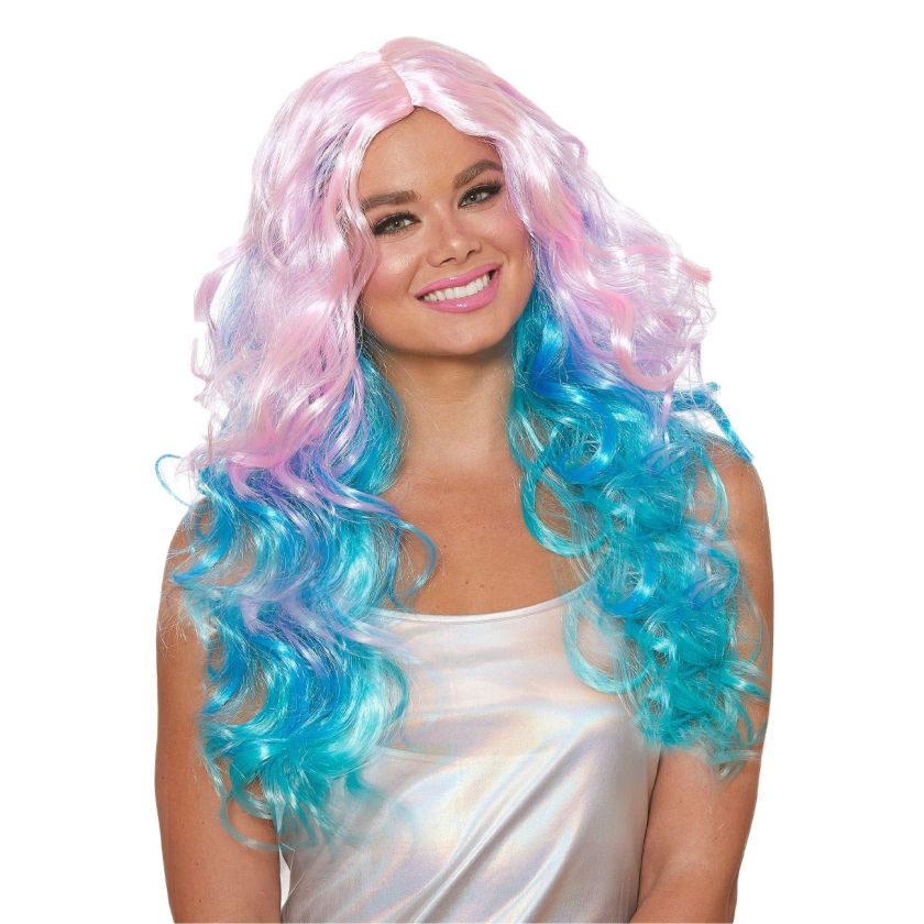 Карнавална перука - розови и сини къдрици
