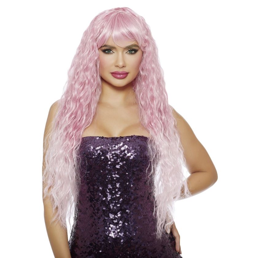 Карнавална перука - розова - дълга