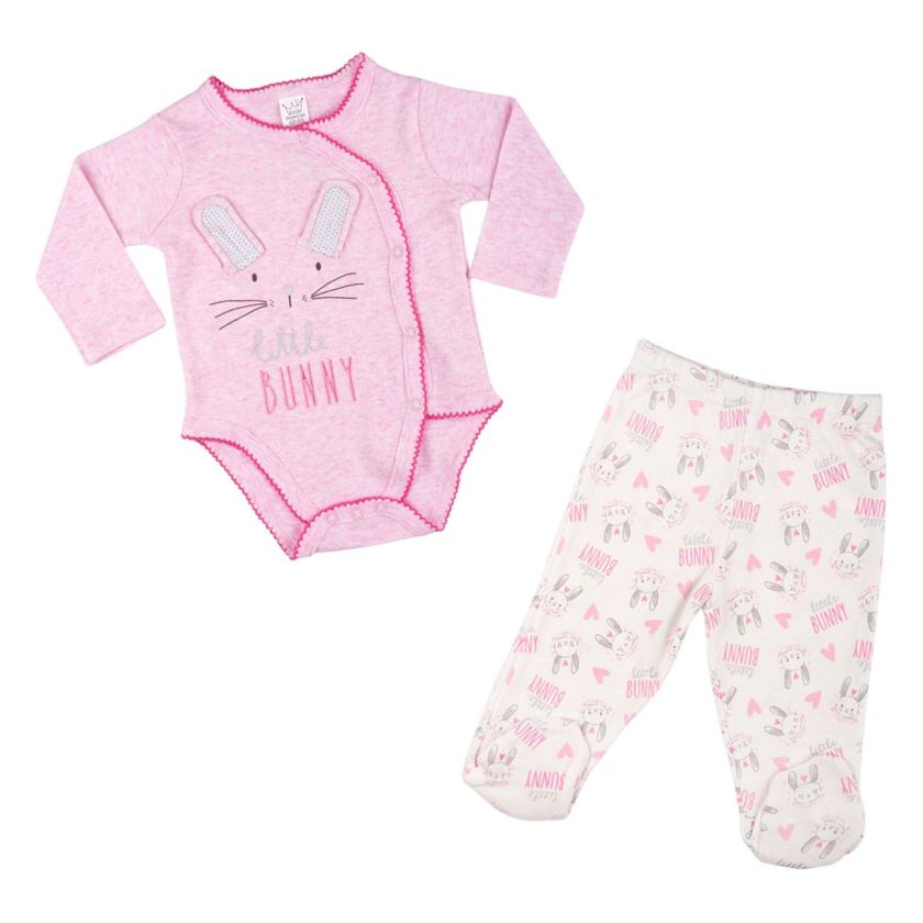 Бебешки комплект - боди и панталон с ританки - зайче