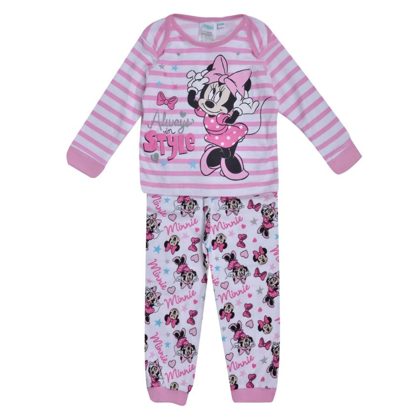 Бебешка пижама - розово райе - Мини Маус