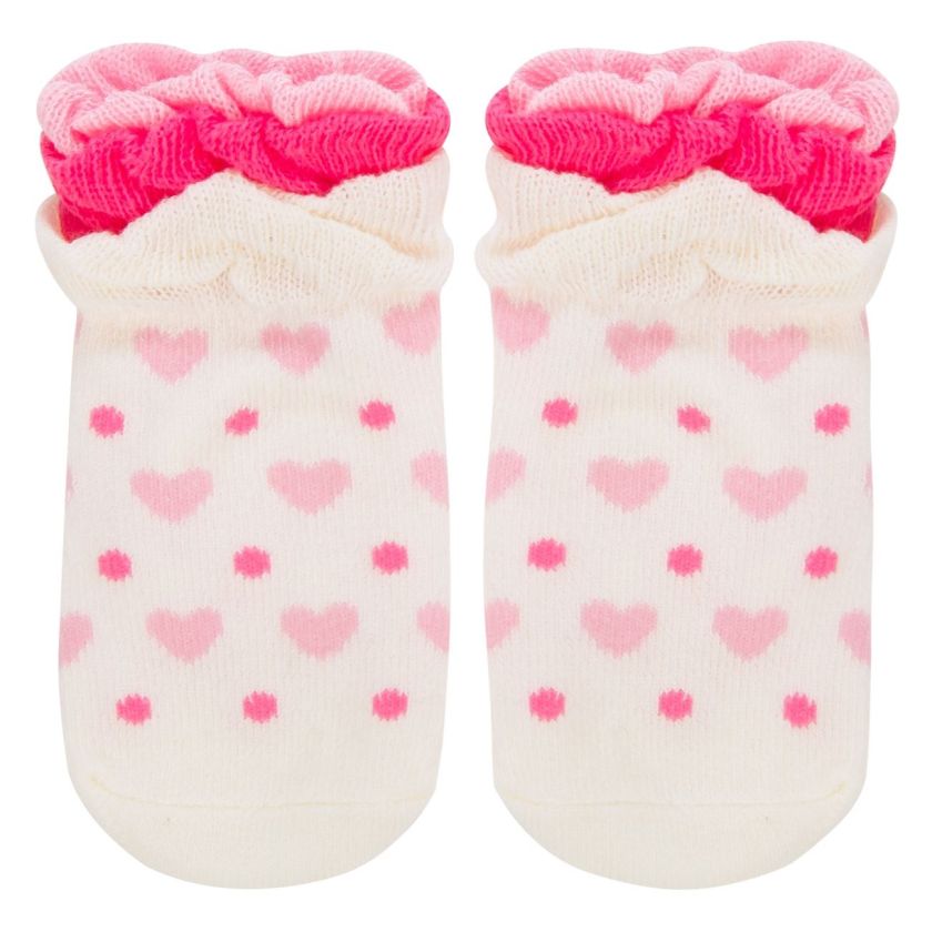 Бебешки чорапи - бели - сърца
