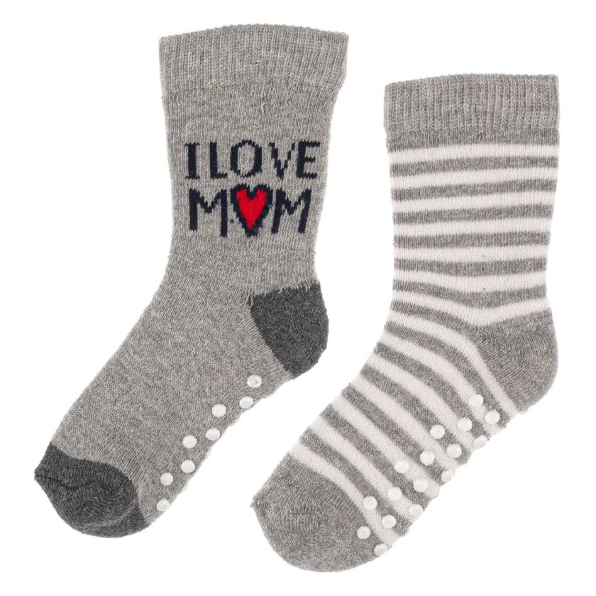 Бебешки чорапи - хавлиена подплата - сиви - 2 чифта