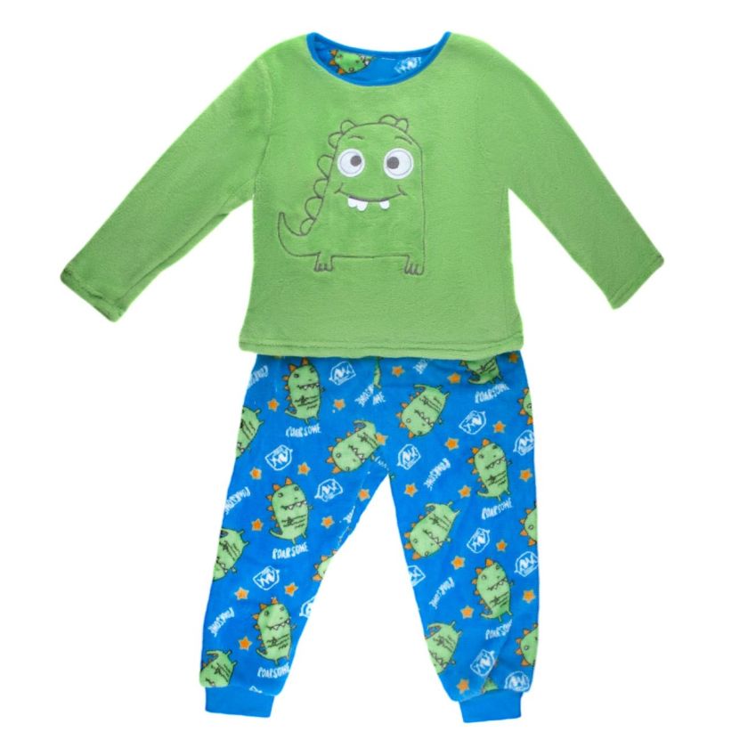 Бебешка пижама - зелено и синьо - динозавър