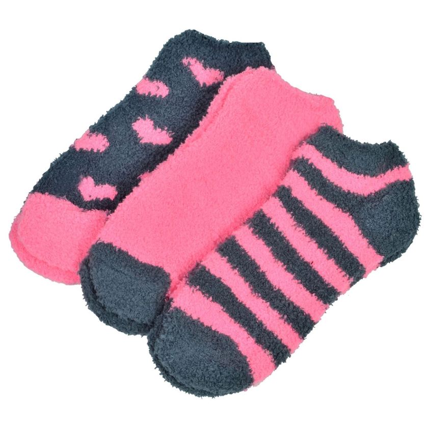 Домашни термо чорапи - корал и графит - къси - 3 чифта