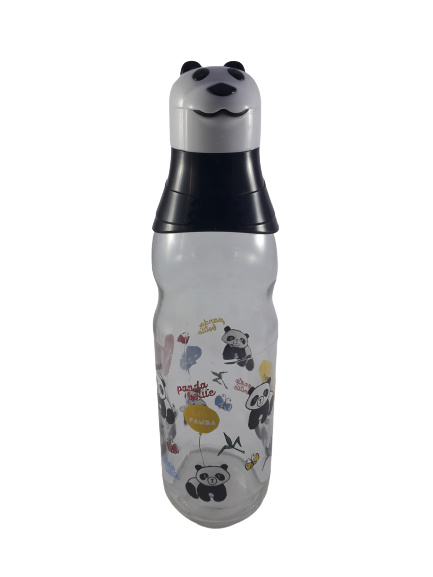 Стъклена бутилка за вода - подвижна тапа - панда - 1 л.