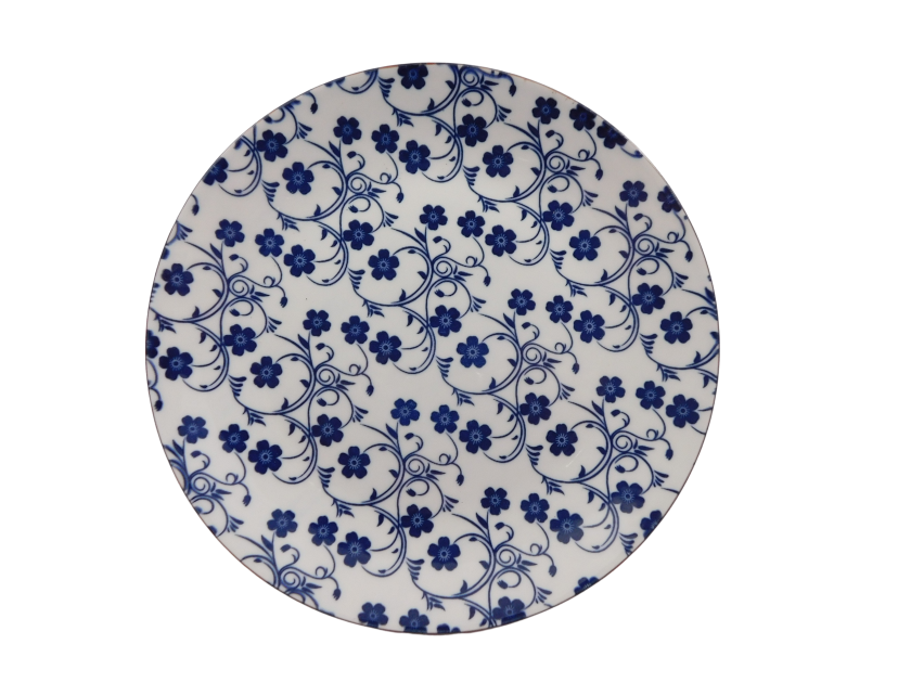 Порцеланова чиния - сини цветя - 19 см.