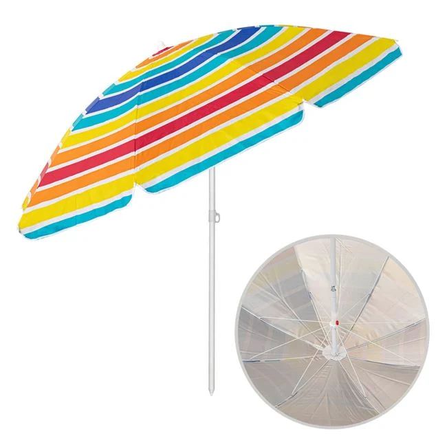 Плажен чадър наклонен - шарен на райе - 2 метра