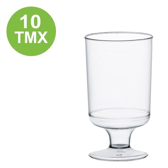 Пластмасови прозрачни чаши за вино - 100 мл. - 10 бр.