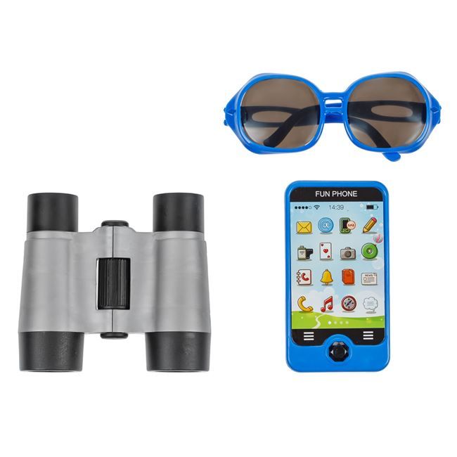 Детски син мобилен телефон + очила и бинокъл 