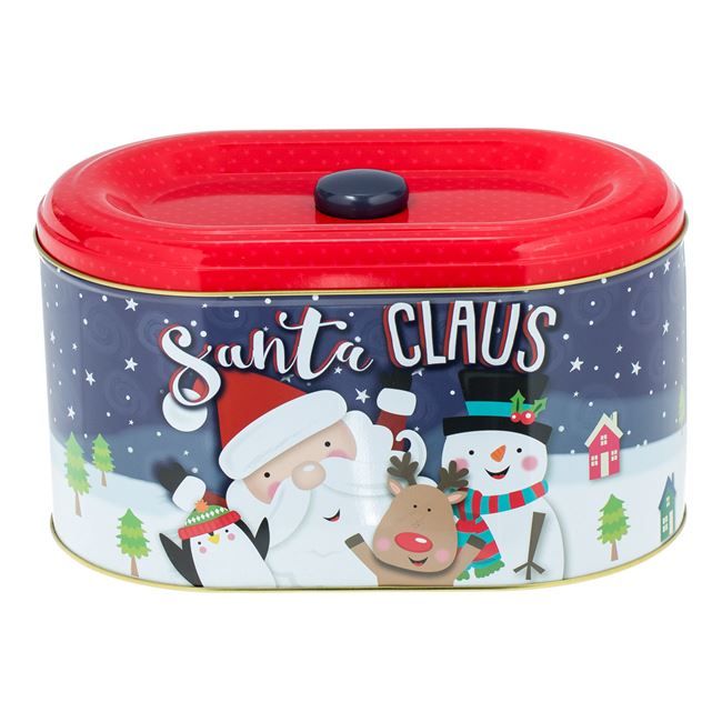 Коледна метална кутия за бисквитки с надпис "Santa Claus" - 25 x 15 x 14.5 см.