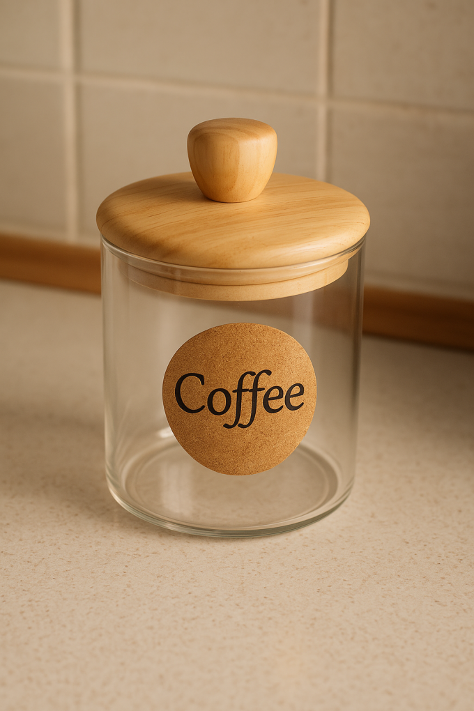 Буркан за съхранение на кафе с бамбуков капак - 700 мл.