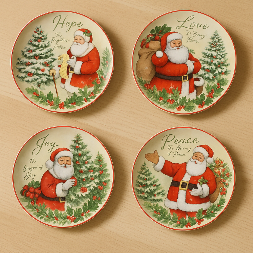Комплект коледни чинии - Ø19см - 4 бр.