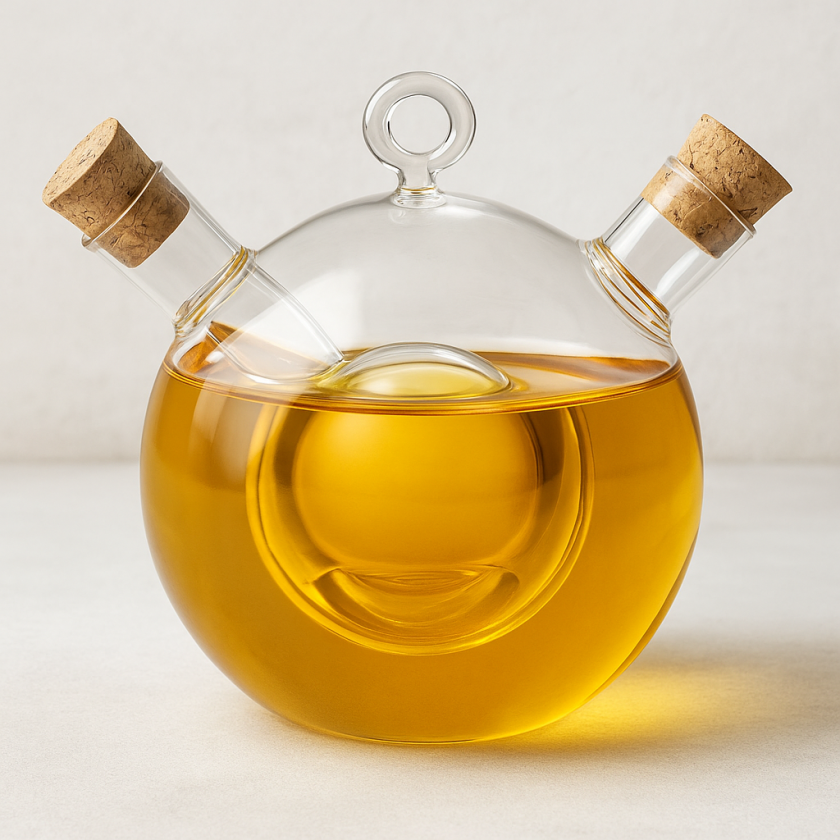 Стъклен оливерник 2 в 1 с корков капак