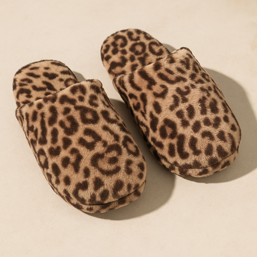 Домашни чехли - зимни - леопард