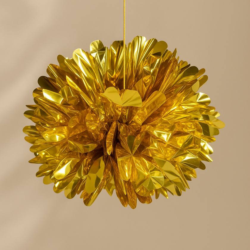 Парти декоративен помпон - златист - 40 см.