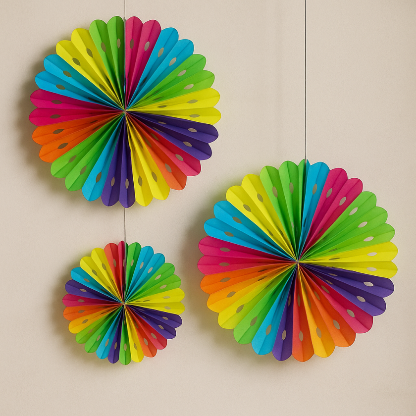 Парти декорация - ветрило - Rainbow - 3 бр.
