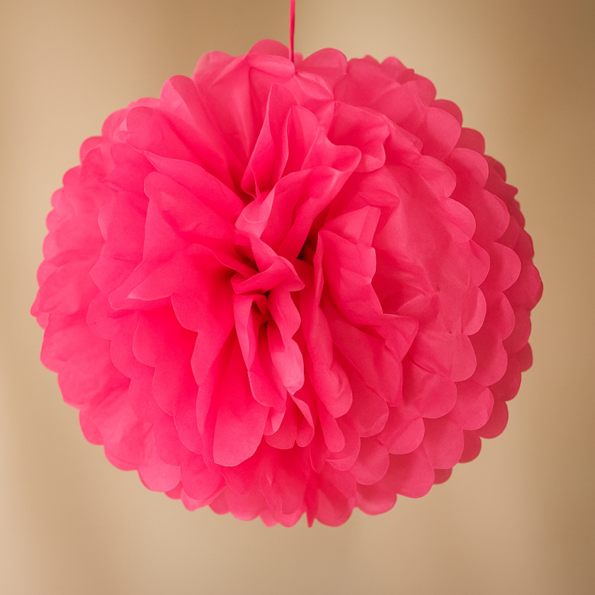 Парти декоративен помпон - розов - 40 см.